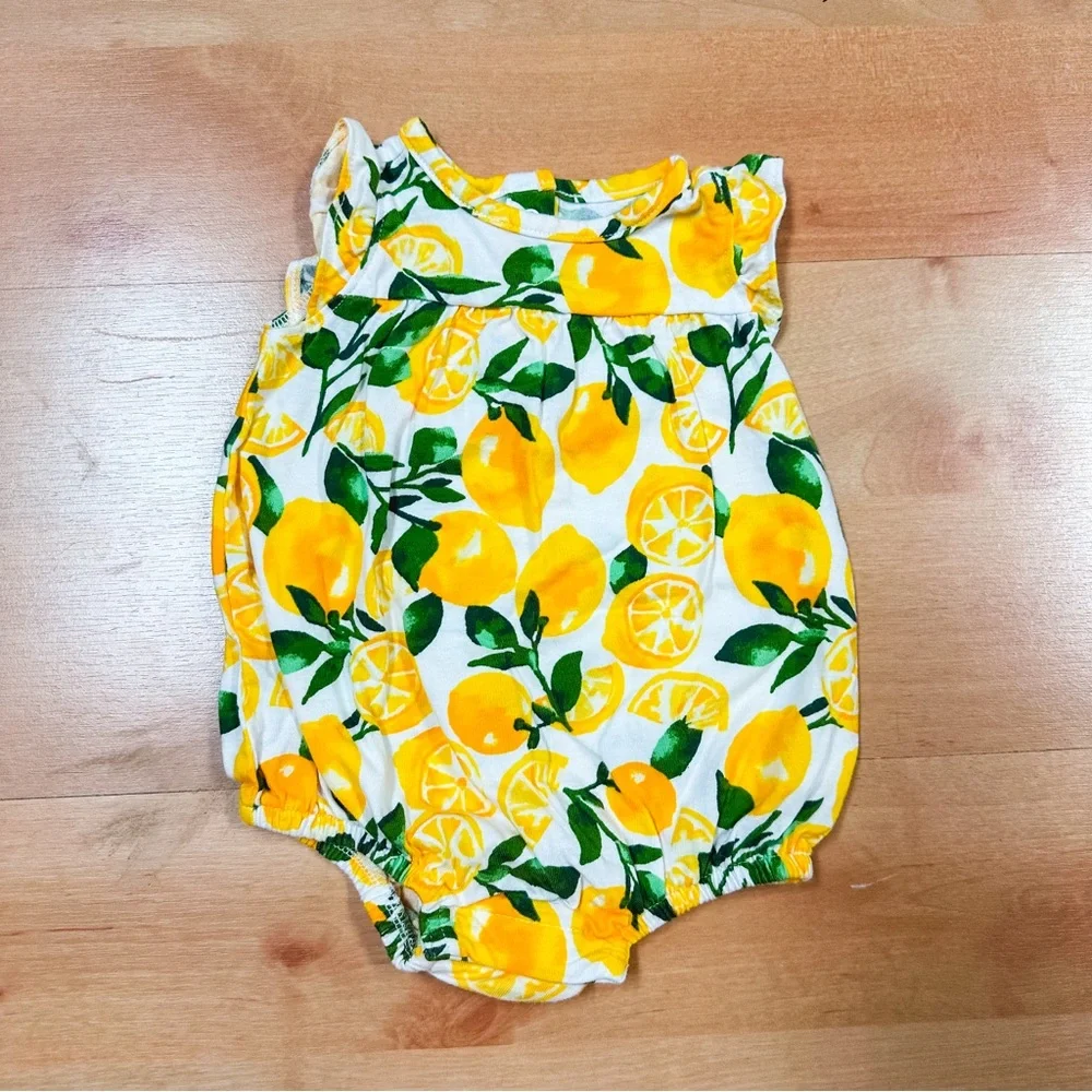 Old Navy Orange Graphic Ruffle Sleeve Cotton Bodysuit Baby Girl Size 0-3M